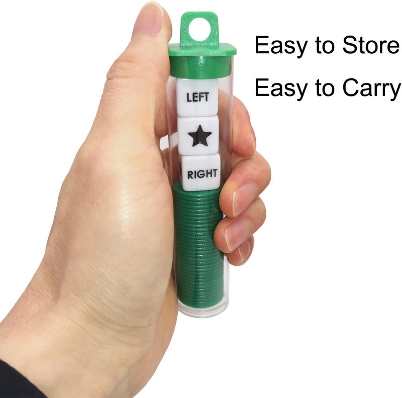 Ahoper Left Right Center Dice Game Prime Set Bundle with 3 Dices + 36 Chips. Round Tube Storage is Very Convenient for Travel. Easy to Store, Carry Around. (Green) - Image 1